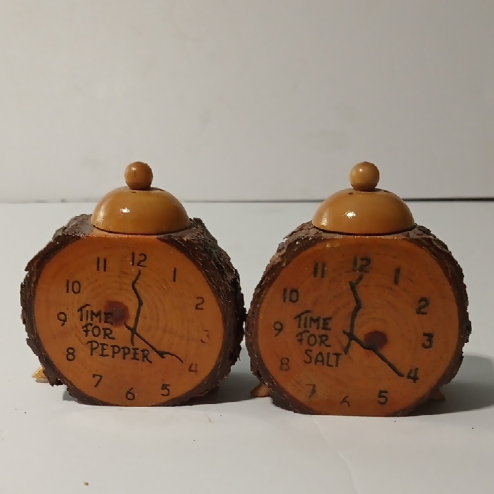Hand Crafted Wooden Salt And Pepper Figurines. Made In Oklahoma